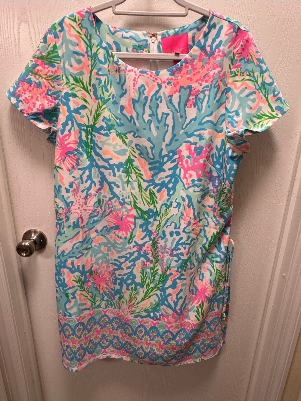 Lilly Pulitzer Aqua Floral Short Sleeve Shift Dress/romper